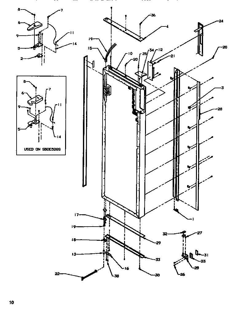 Amana SBDE520SW-P1185201WW door/hinge/trim refrigerator diagram