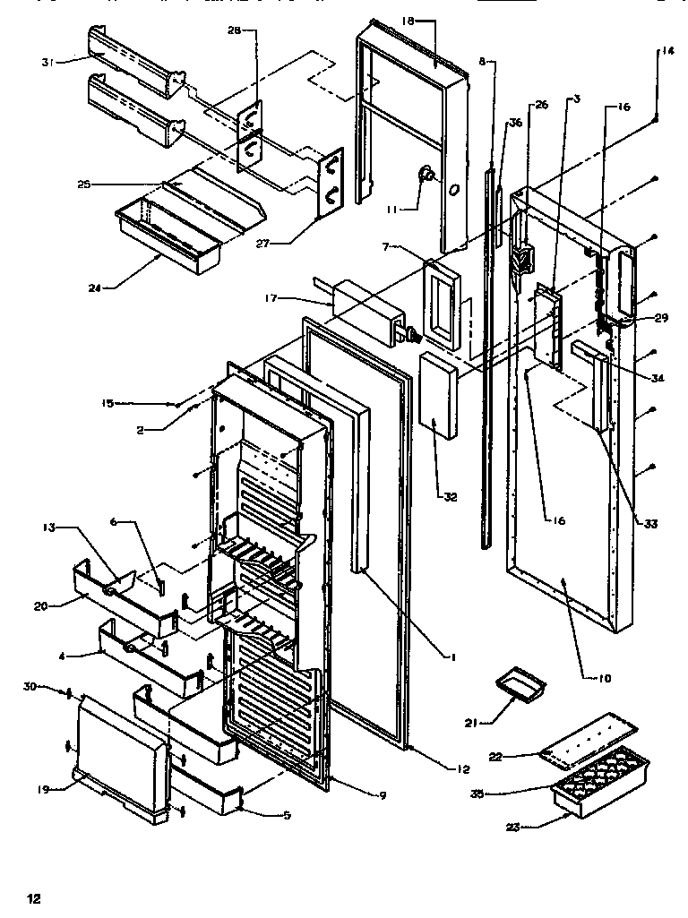 Amana SBDE520SW-P1185201WW refrigerator door diagram