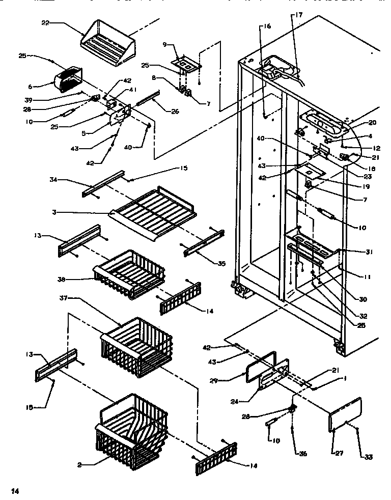 Amana SBDE520SW-P1185201WW freezer shelving & ref light diagram