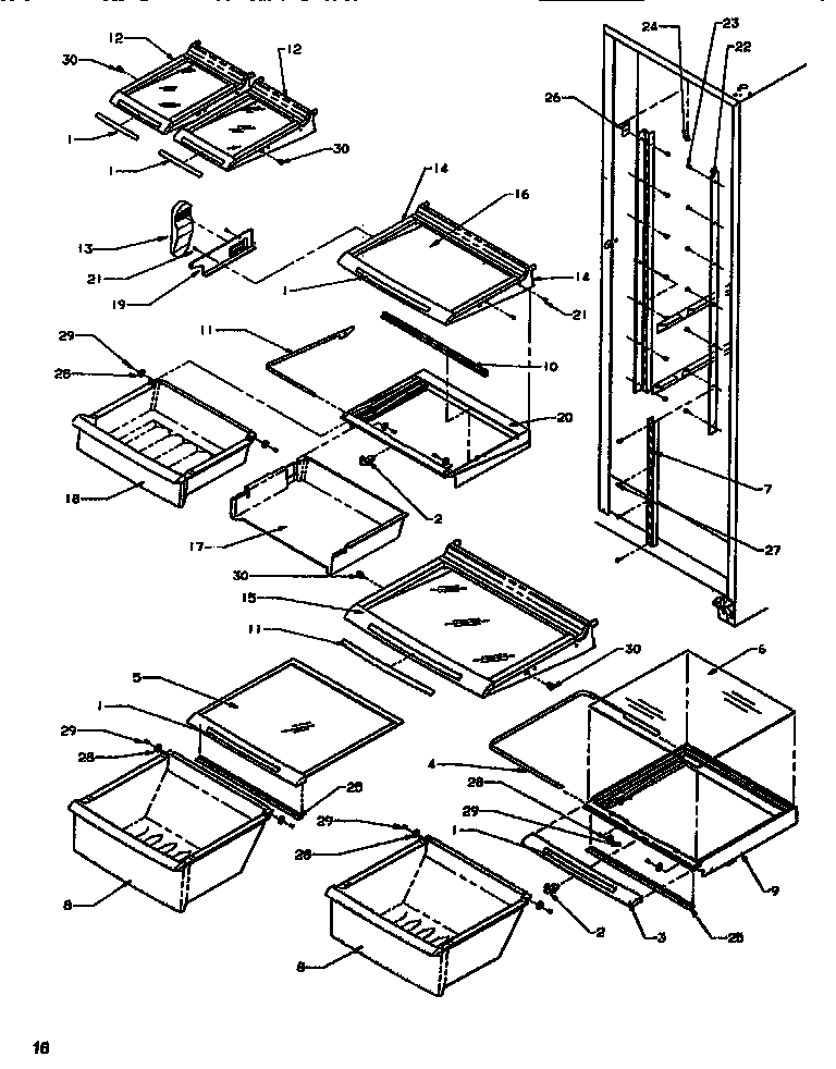 Amana SBDE520SW-P1185201WW shelving & drawers (ref) diagram