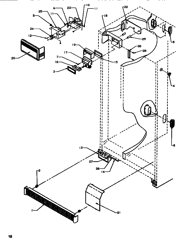 Amana SBDE520SW-P1185201WW controls & cabinet (ref/frz) diagram