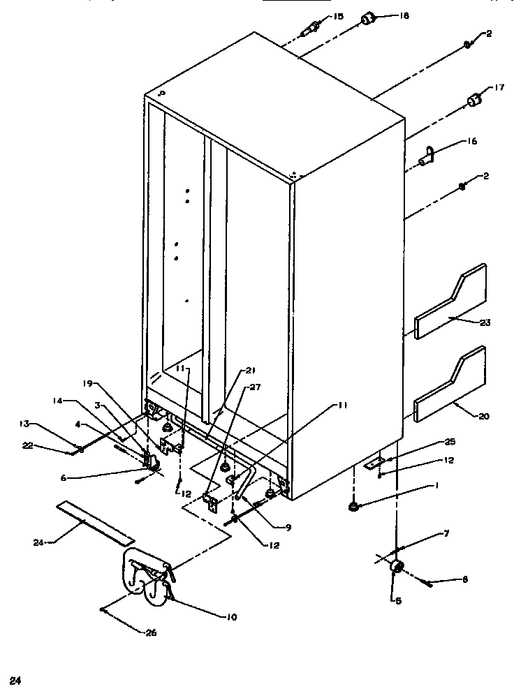 Amana SBDE520SW-P1185201WW drain & rollers diagram
