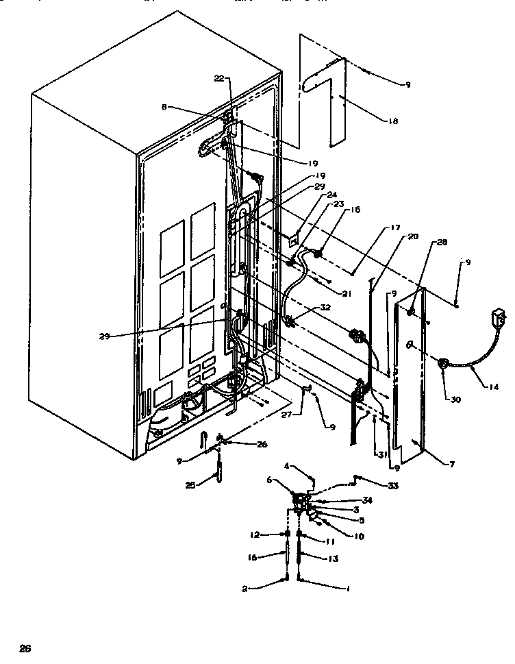 Amana SBDE520SW-P1185201WW cabinet back diagram