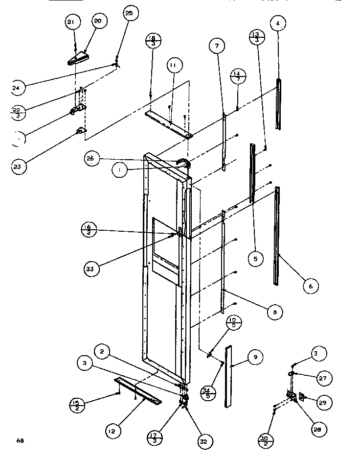 Amana SXDE526M-P1164001W door/hinge/trim freezer diagram
