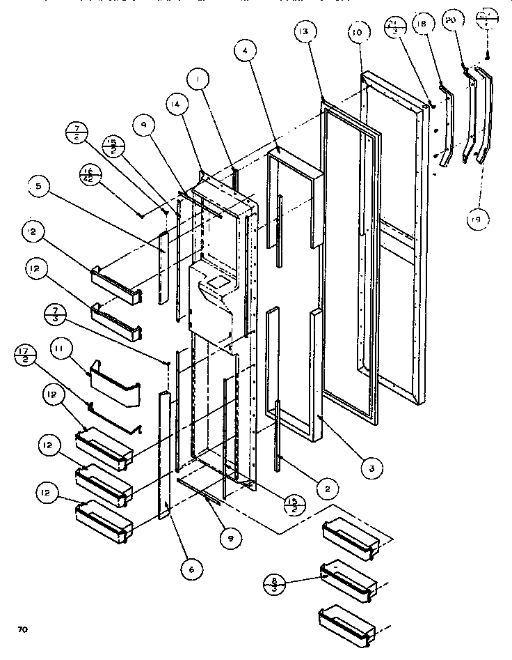 Amana SXDE526M-P1164001W freezer door diagram