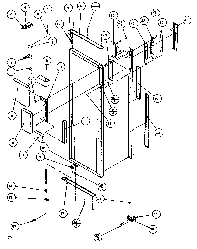 Amana SXDE526M-P1164001W door/hinge/trim refrigerator diagram