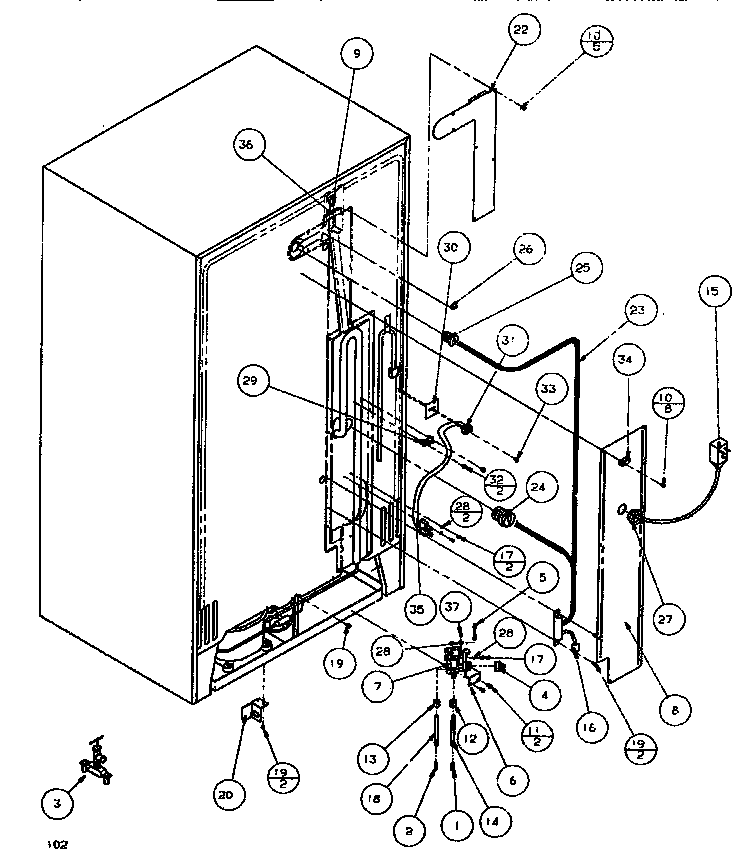 Amana SXDE526M-P1164001W cabinet back diagram
