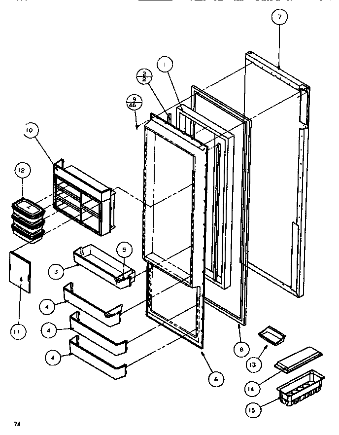 Amana SXDE522K-P1109902W refrigerator door diagram