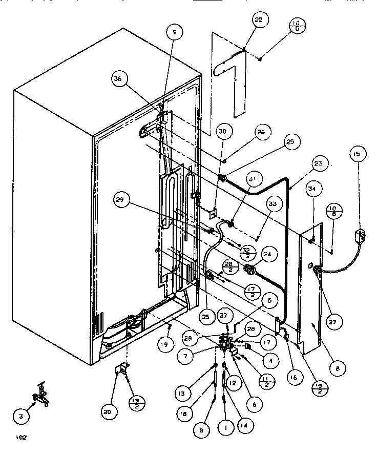 Amana SXDE522K-P1109902W cabinet back diagram