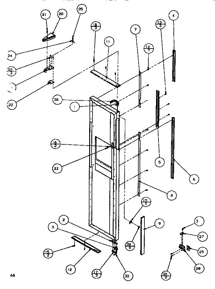 Amana SBDE520K-P1109903W door/hinge/trim freezer diagram