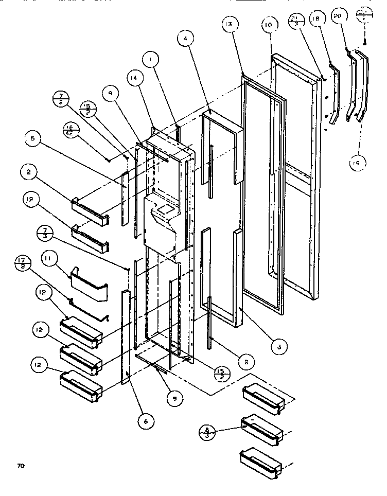 Amana SBDE520K-P1109903W freezer door diagram