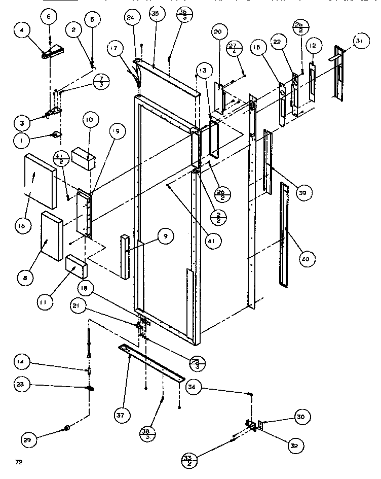 Amana SBDE520K-P1109903W door/hinge/trim refrigerator diagram