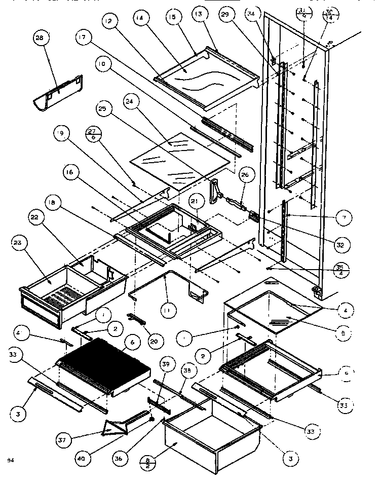 Amana SBDE520K-P1109903W shelving & drawers (ref) diagram
