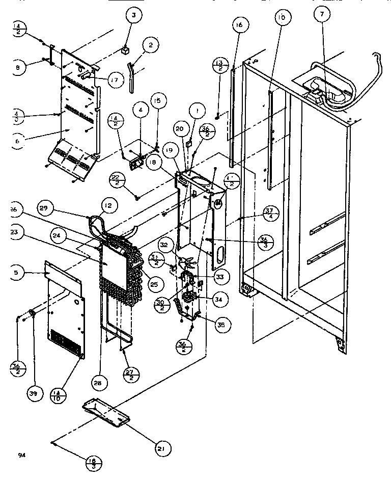 Amana SBDE520K-P1109903W evaporator & air handling diagram