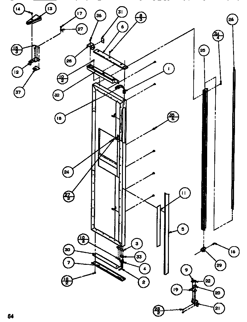 Amana SBDT520M-P1164101W door/hinge/trim freezer diagram