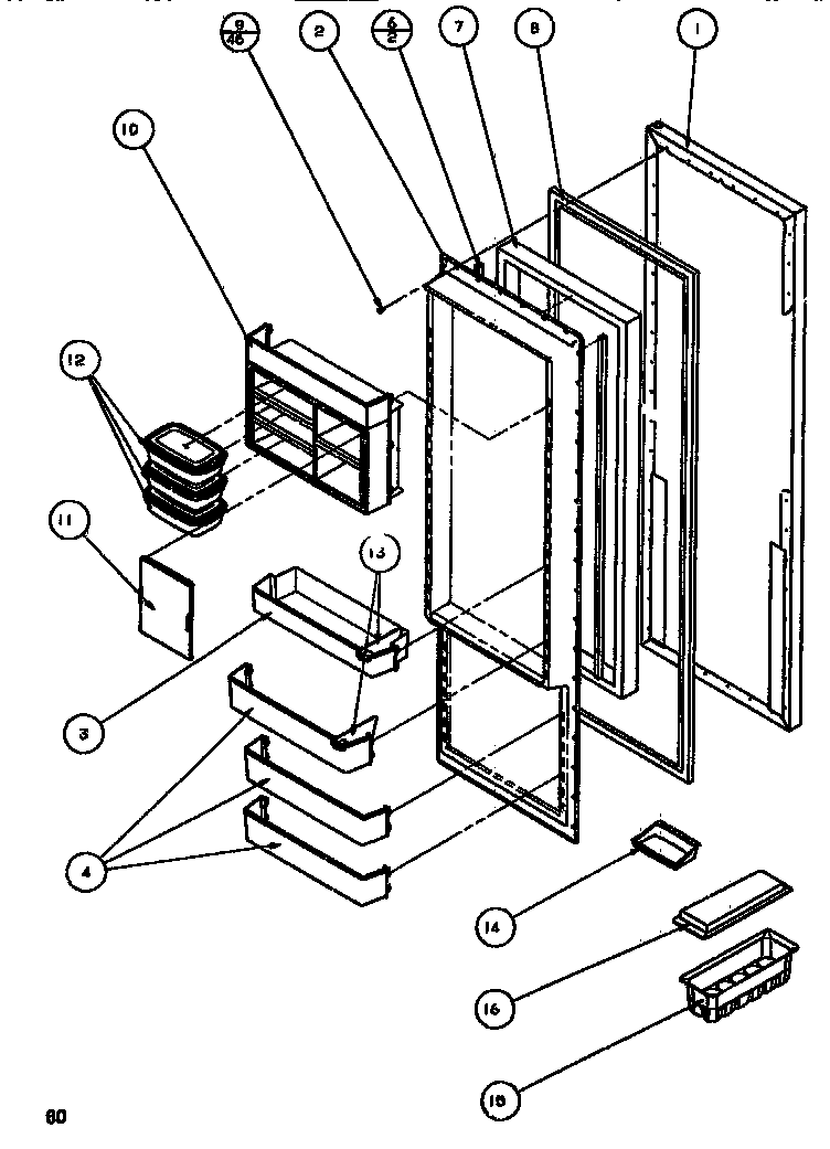 Amana SBDT520M-P1164101W refrigerator door diagram