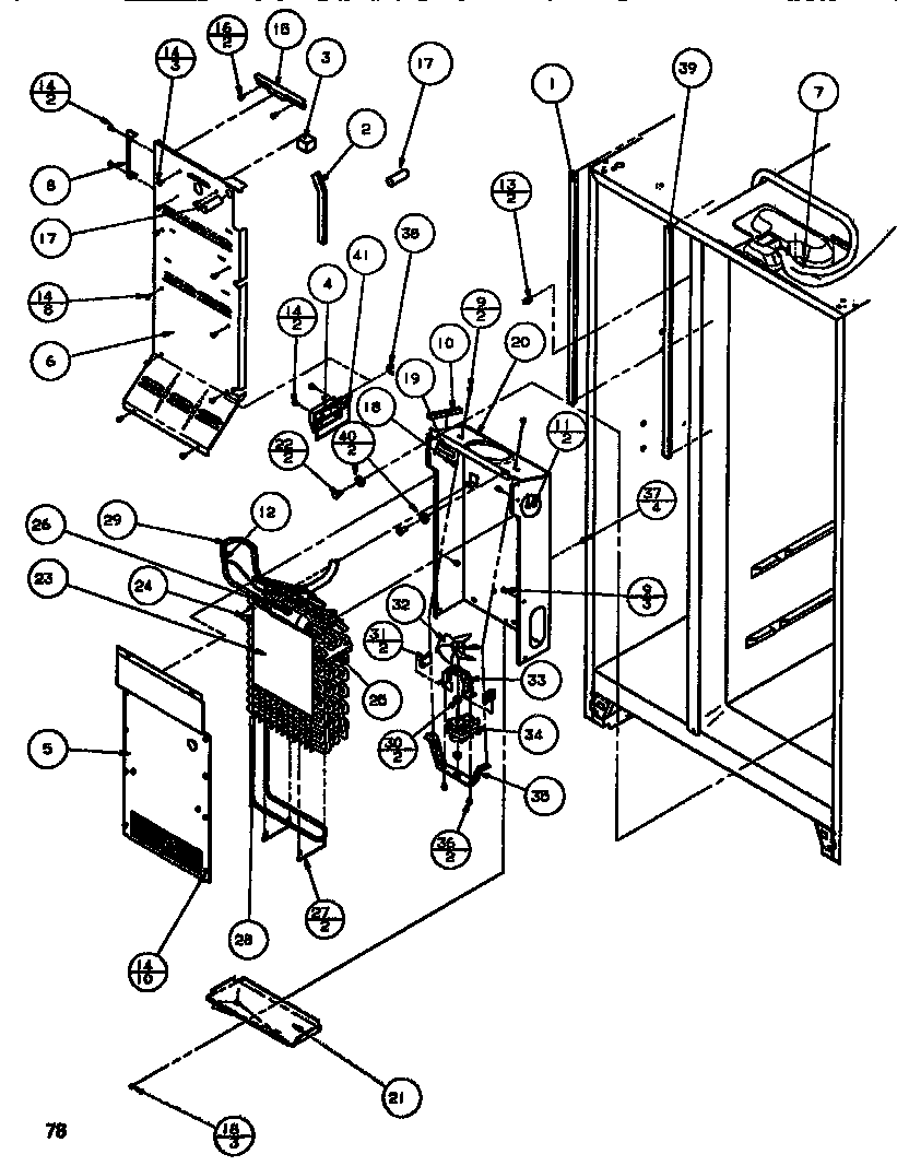 Amana SBDT520M-P1164101W evaporator & air handling diagram