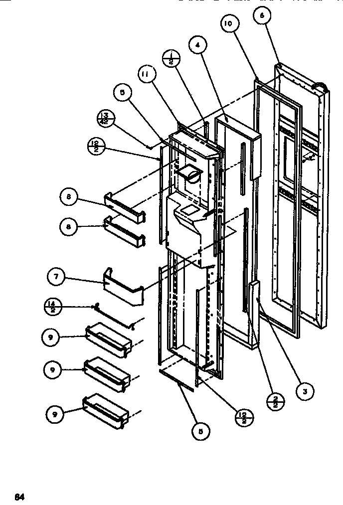 Amana SXDT522K-P1140601W freezer door diagram