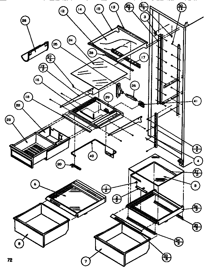 Amana SXDT522K-P1140601W shelving & drawers (ref) diagram