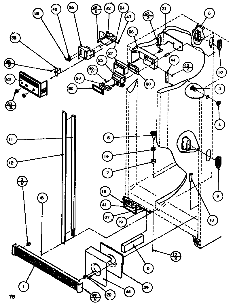 Amana SXDT522K-P1140601W controls & cabinet (ref/frz) diagram