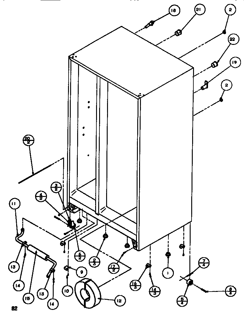 Amana SXDT522K-P1140601W drain & rollers diagram
