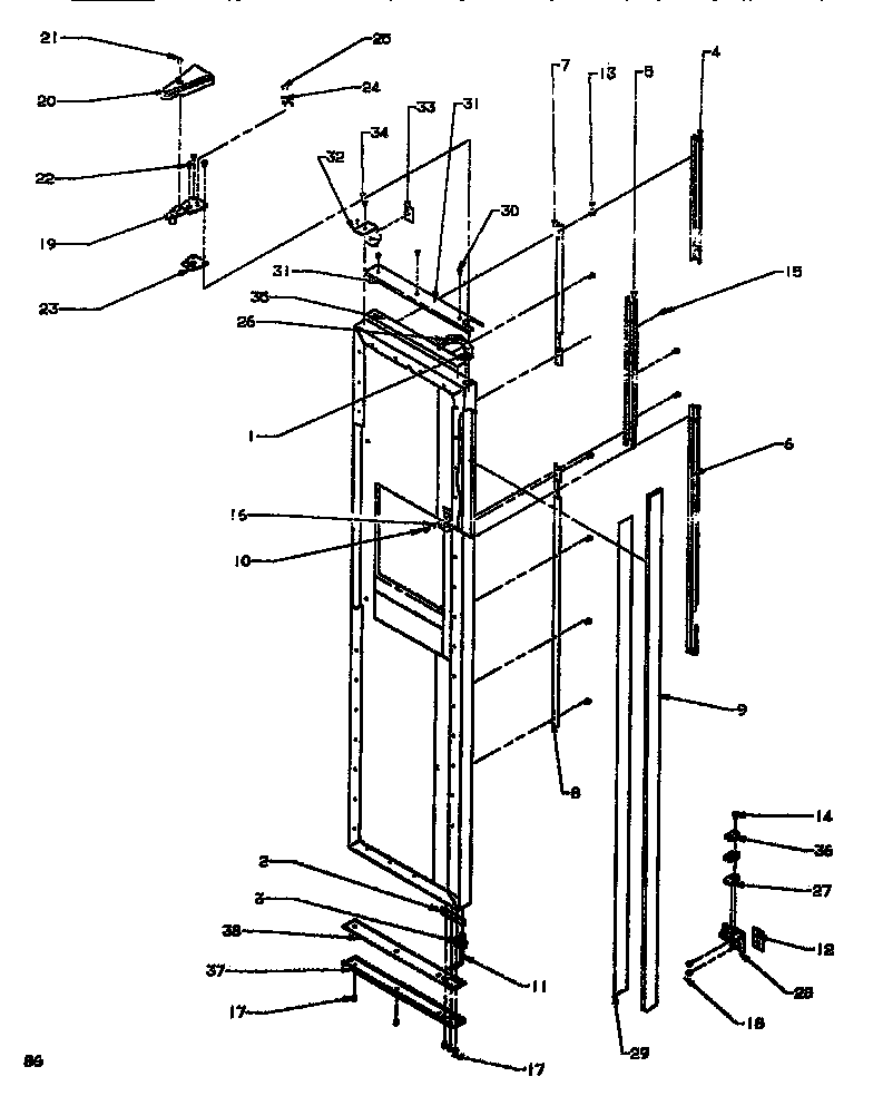 Amana SSD522NBL-P1181001WL door/hinge/trim freezer diagram