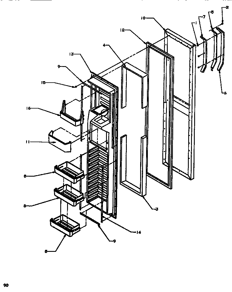 Amana SSD522NBL-P1181001WL freezer door diagram