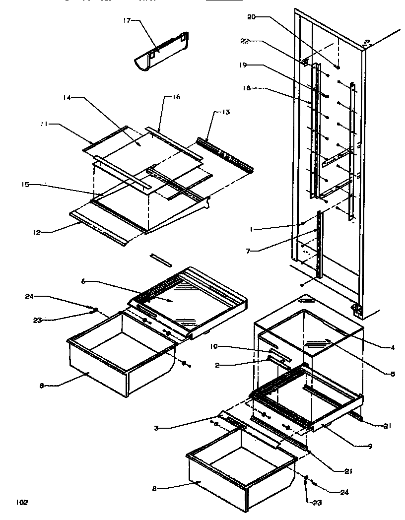 Amana SSD522NBL-P1181001WL shelving & drawers (ref) diagram