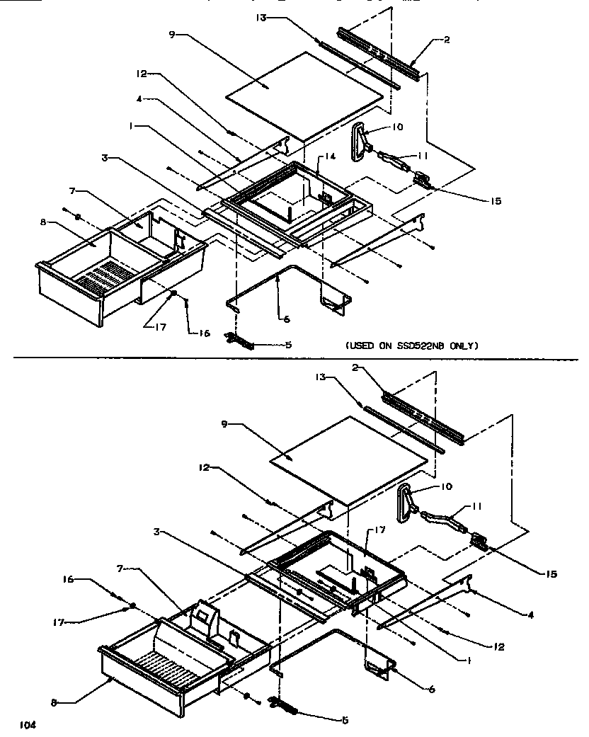 Amana SSD522NBL-P1181001WL shelving & drawers (ref) diagram