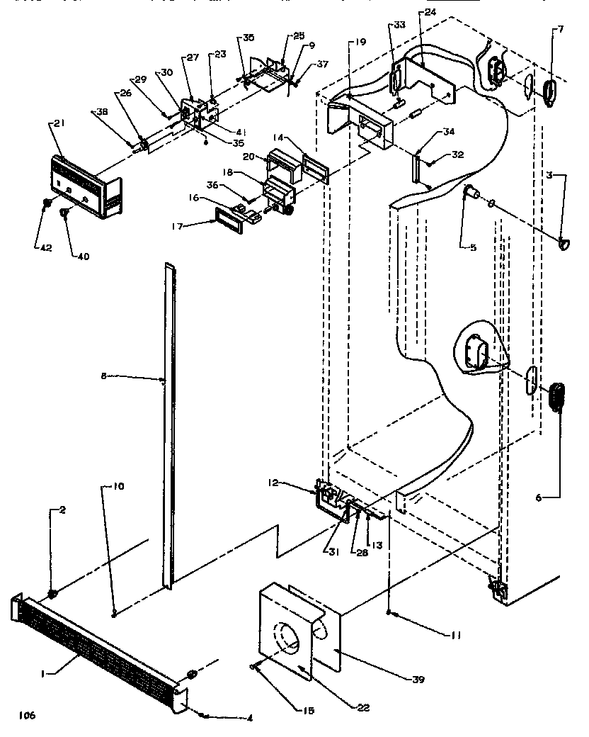 Amana SSD522NBL-P1181001WL controls & cabinet (ref/frz) diagram