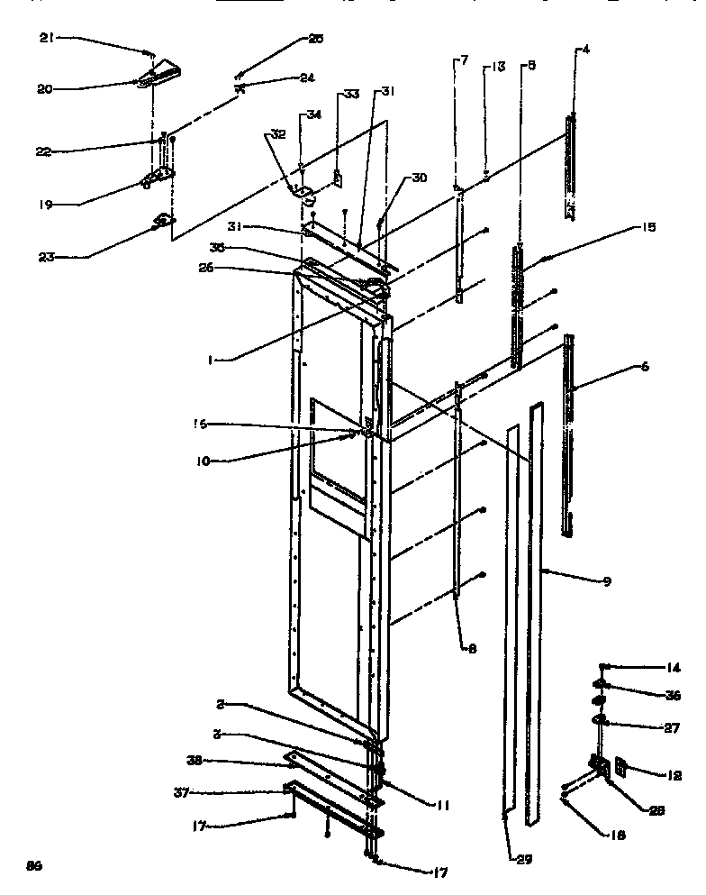 Amana SXD520NW-P1181101WW door/hinge/trim freezer diagram