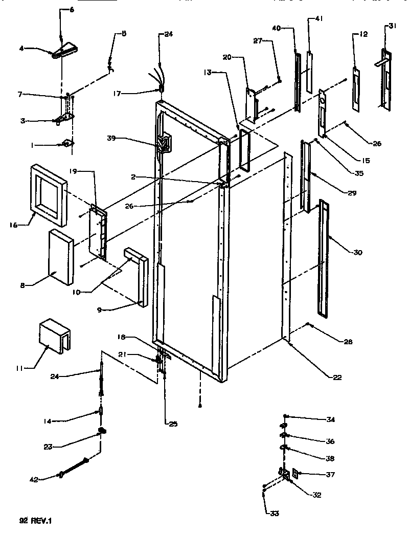 Amana SXD520NW-P1181101WW door/hinge/trim refrigerator diagram
