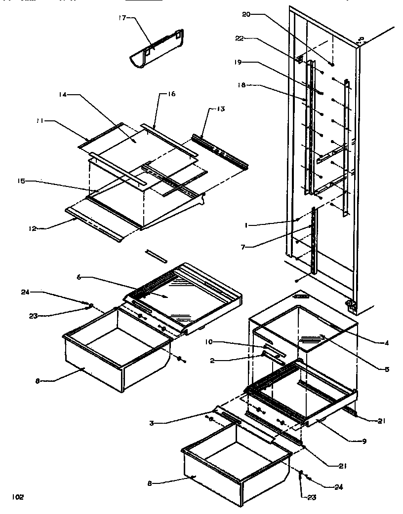 Amana SXD520NW-P1181101WW shelving & drawers (ref) diagram