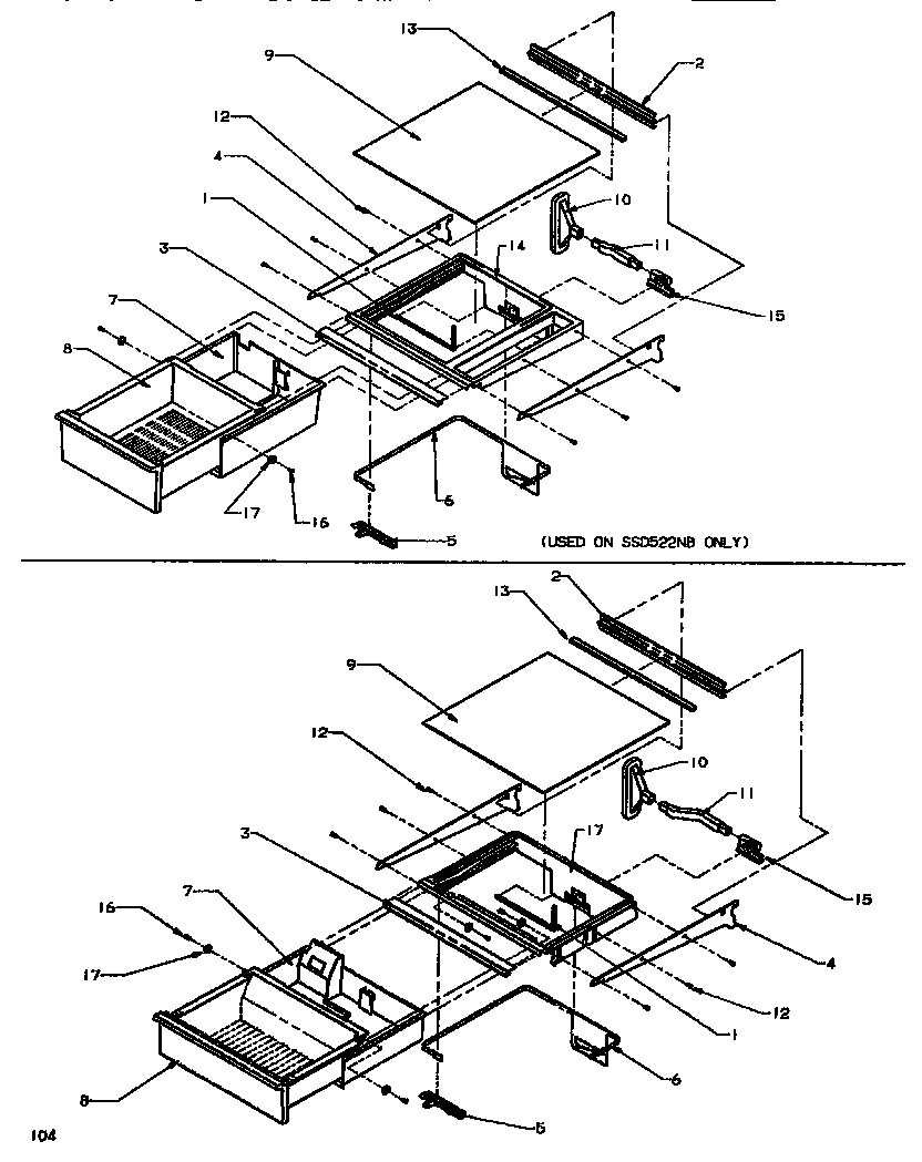 Amana SXD520NW-P1181101WW shelving & drawers (ref) diagram