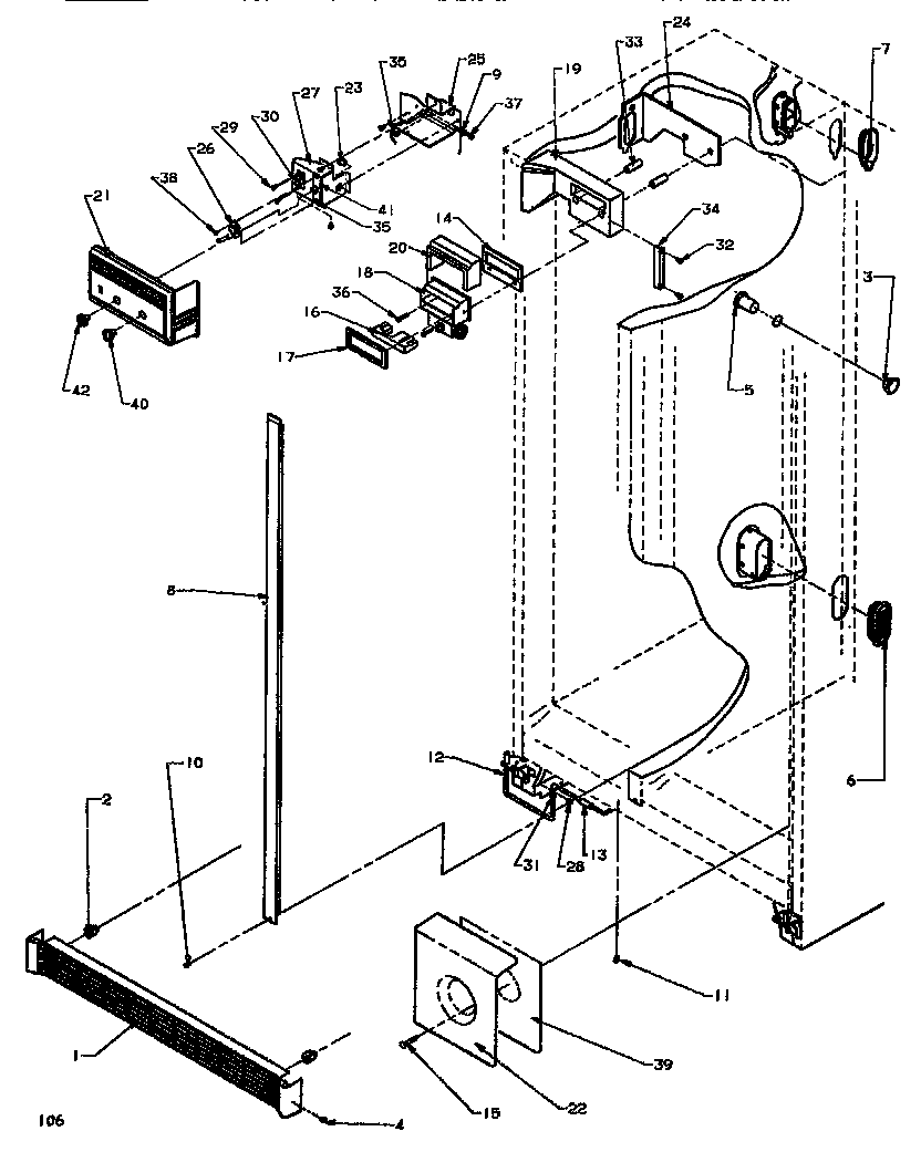 Amana SXD520NW-P1181101WW controls & cabinet (ref/frz) diagram