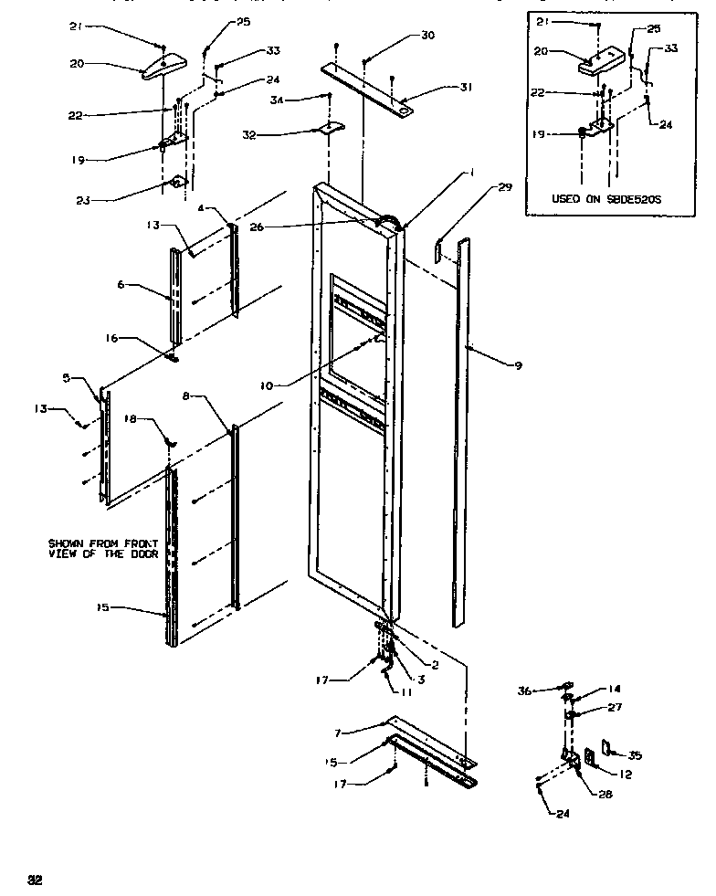 Amana SSD522SBL-P1184701WL door/hinge/trim freezer diagram