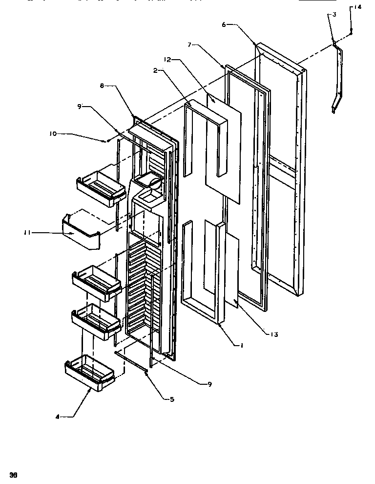Amana SSD522SBL-P1184701WL freezer door diagram