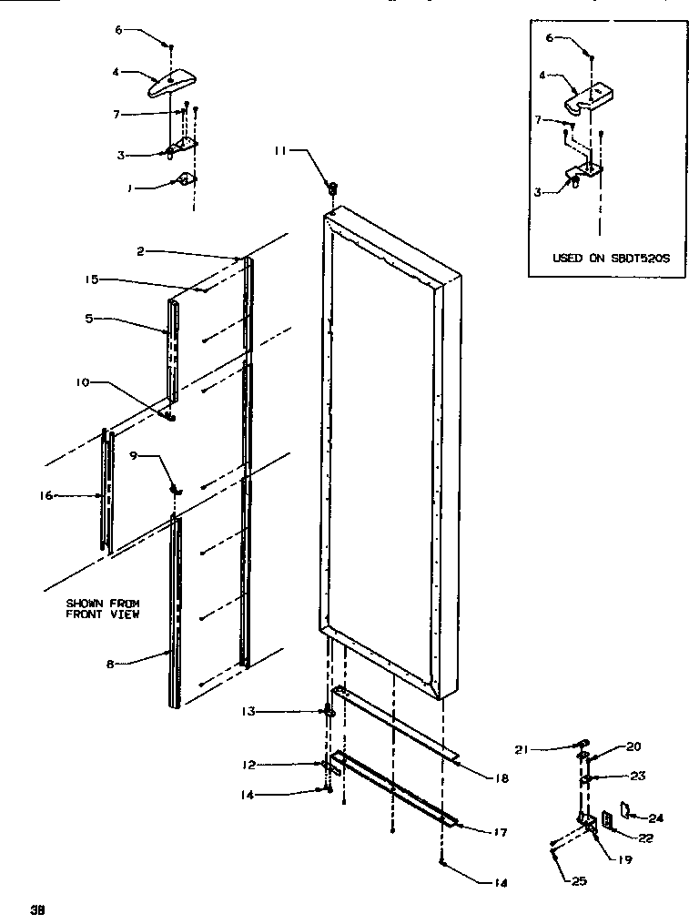 Amana SSD522SBL-P1184701WL door/hinge/trim refrigerator diagram