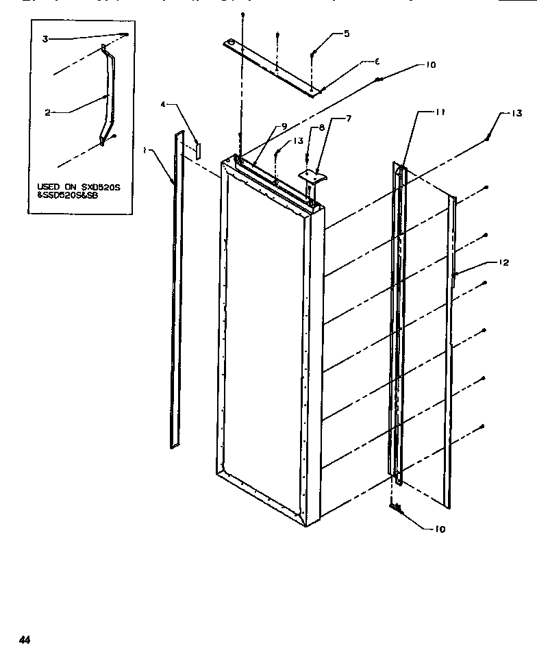 Amana SSD522SBL-P1184701WL door & handle trim refrigerator diagram