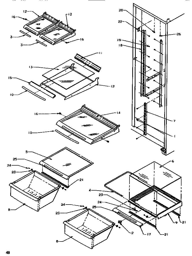 Amana SSD522SBL-P1184701WL shelving & drawers (ref) diagram