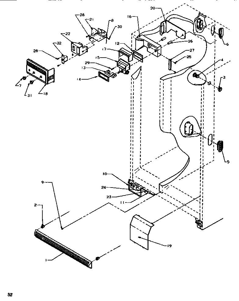 Amana SSD522SBL-P1184701WL controls & cabinet (ref/frz) diagram