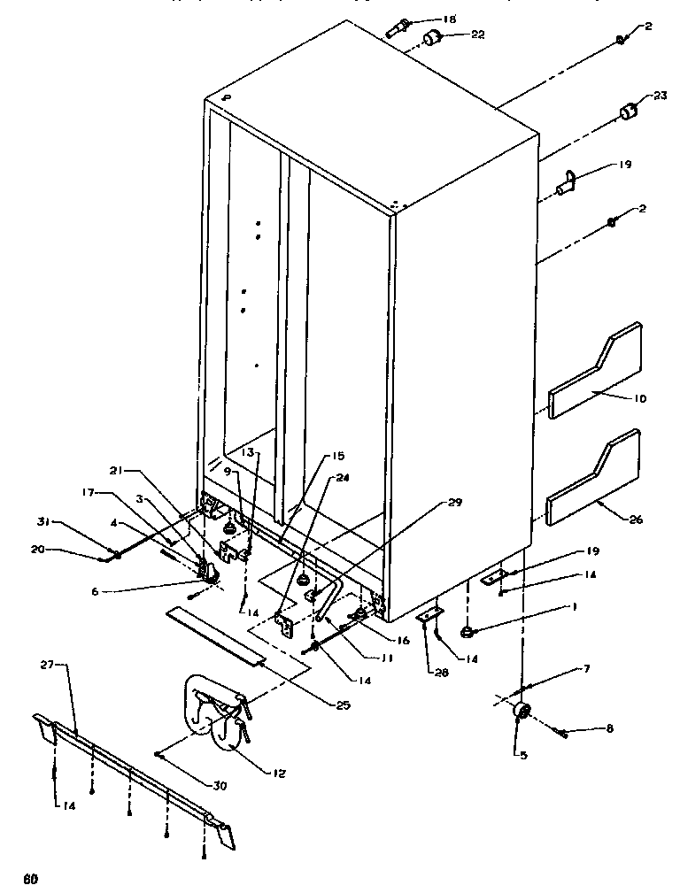 Amana SSD522SBL-P1184701WL drain system & rollers diagram