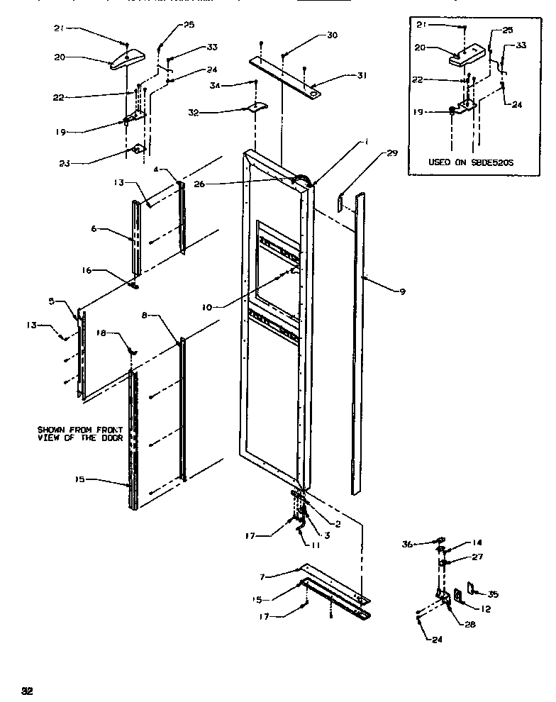 Amana SRD520SW-P1186301WW door/hinge/trim freezer diagram