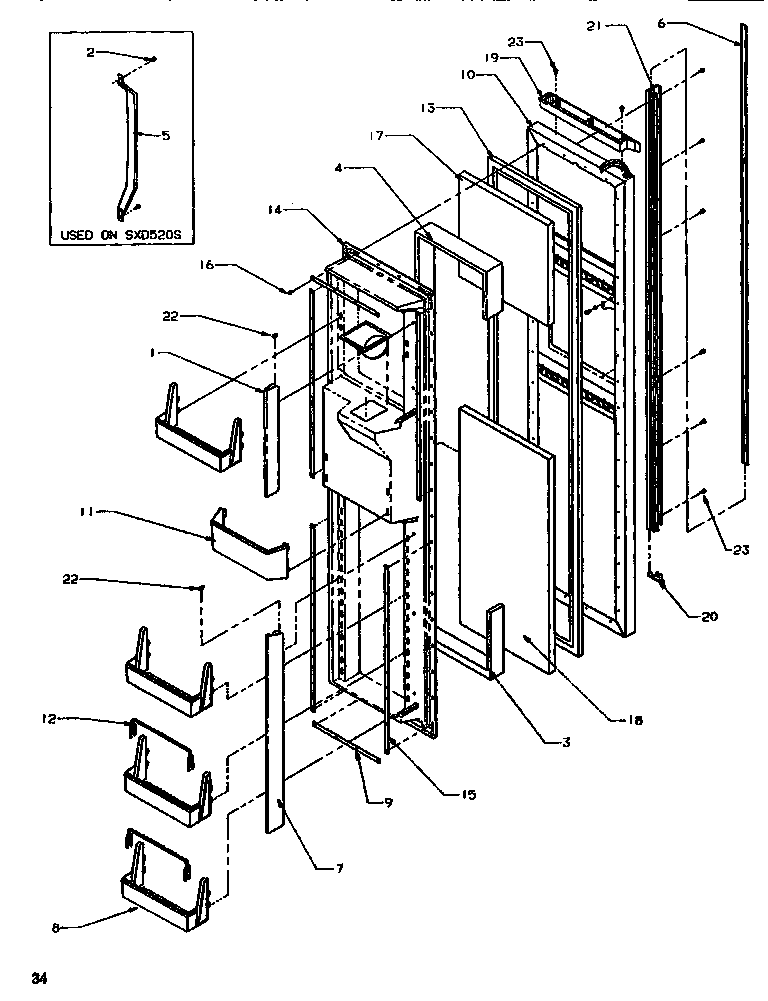Amana SRD520SW-P1186301WW freezer door diagram