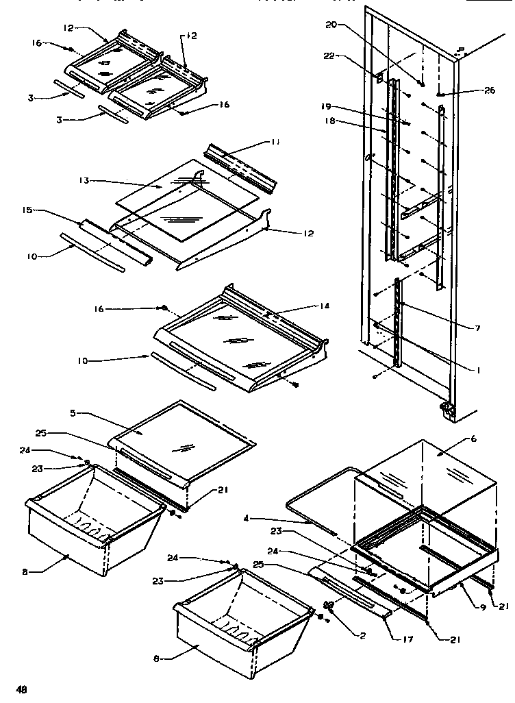 Amana SRD520SW-P1186301WW shelving & drawers (ref) diagram