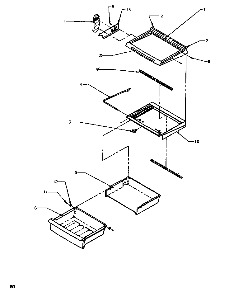 Amana SRD520SW-P1186301WW shelving & drawers (ref) diagram