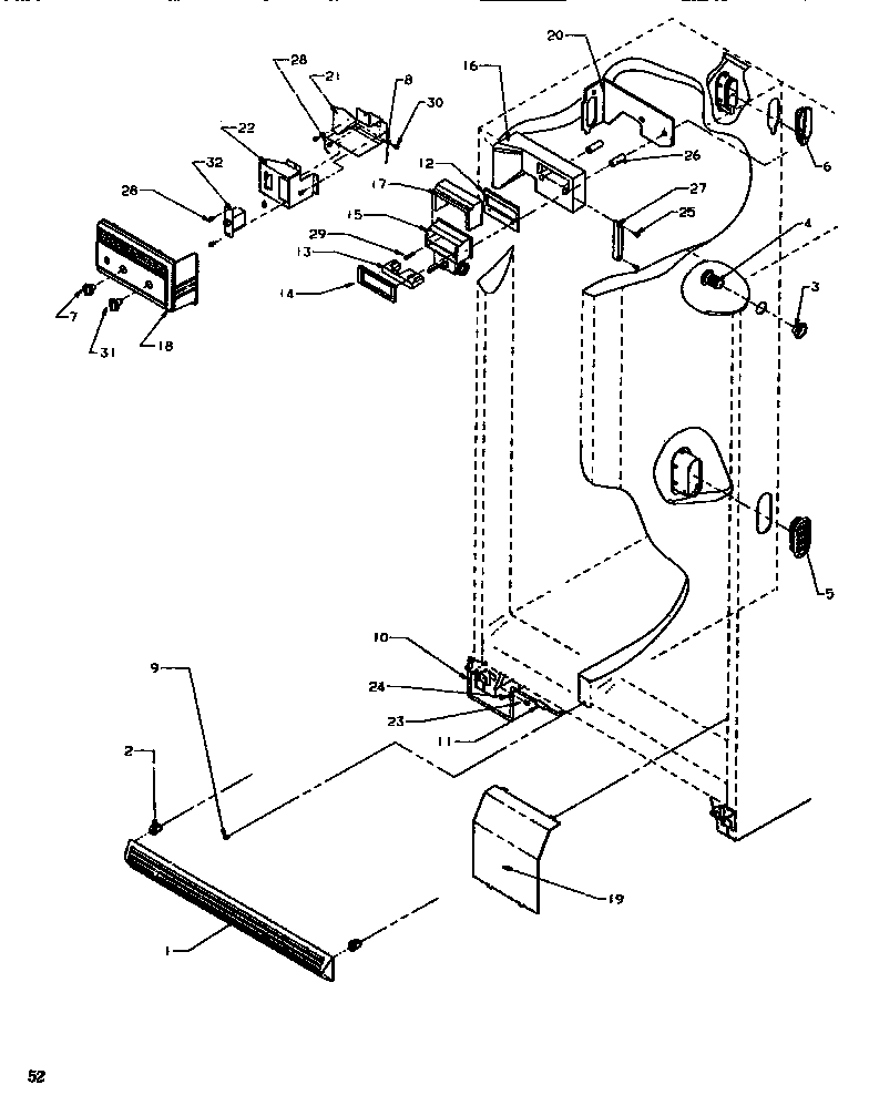Amana SRD520SW-P1186301WW controls & cabinet (ref/frz) diagram
