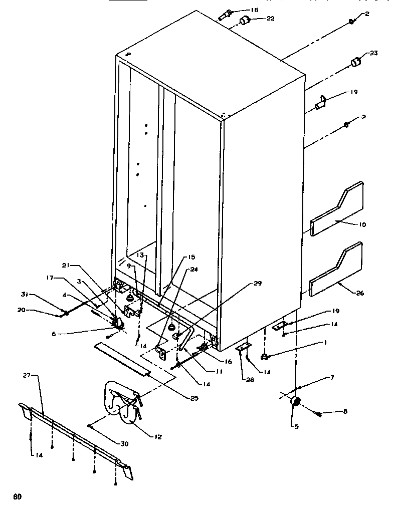 Amana SRD520SW-P1186301WW drain system & rollers diagram