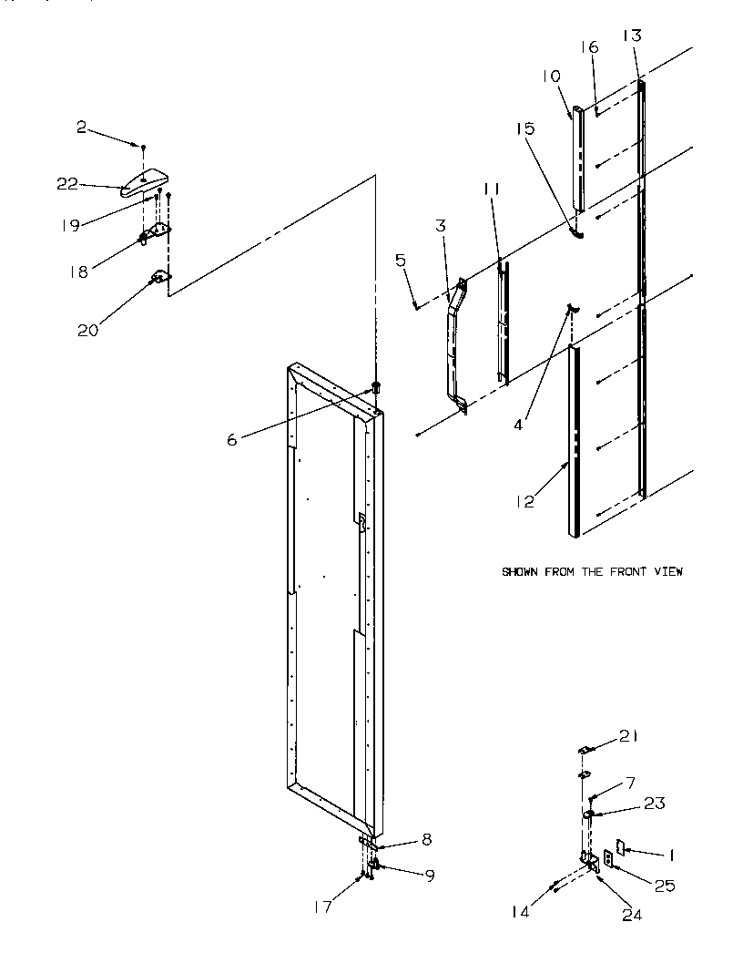 Amana SG521SBL-P1197001WL freezer door hinge and trim diagram
