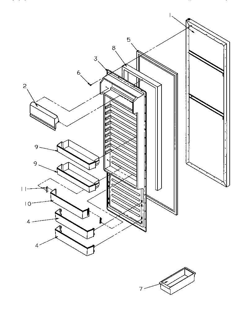 Amana SG521SBL-P1197001WL refrigerator door diagram